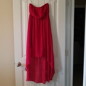 Pink Strapless High Low Dress